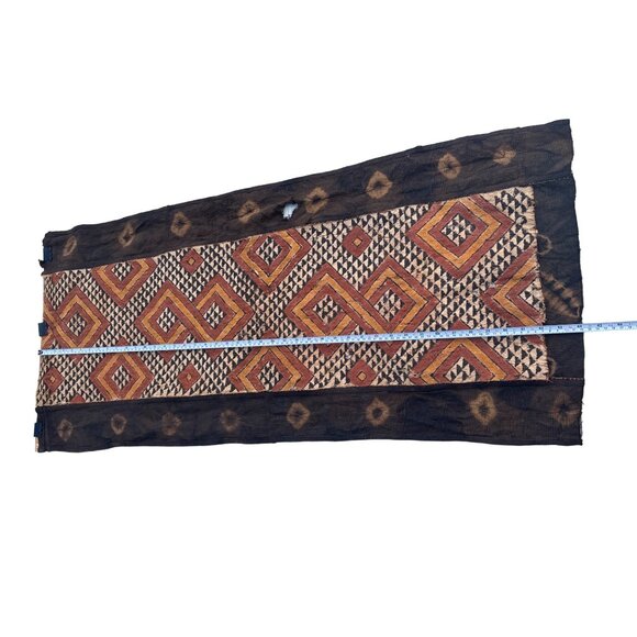 Vintage African Kuba Cloth Tapestry Wall Hanging With Geometric Patterns - Picture 10 of 16